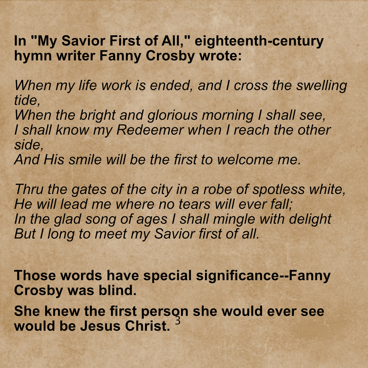 hymn composer Fanny Crosby